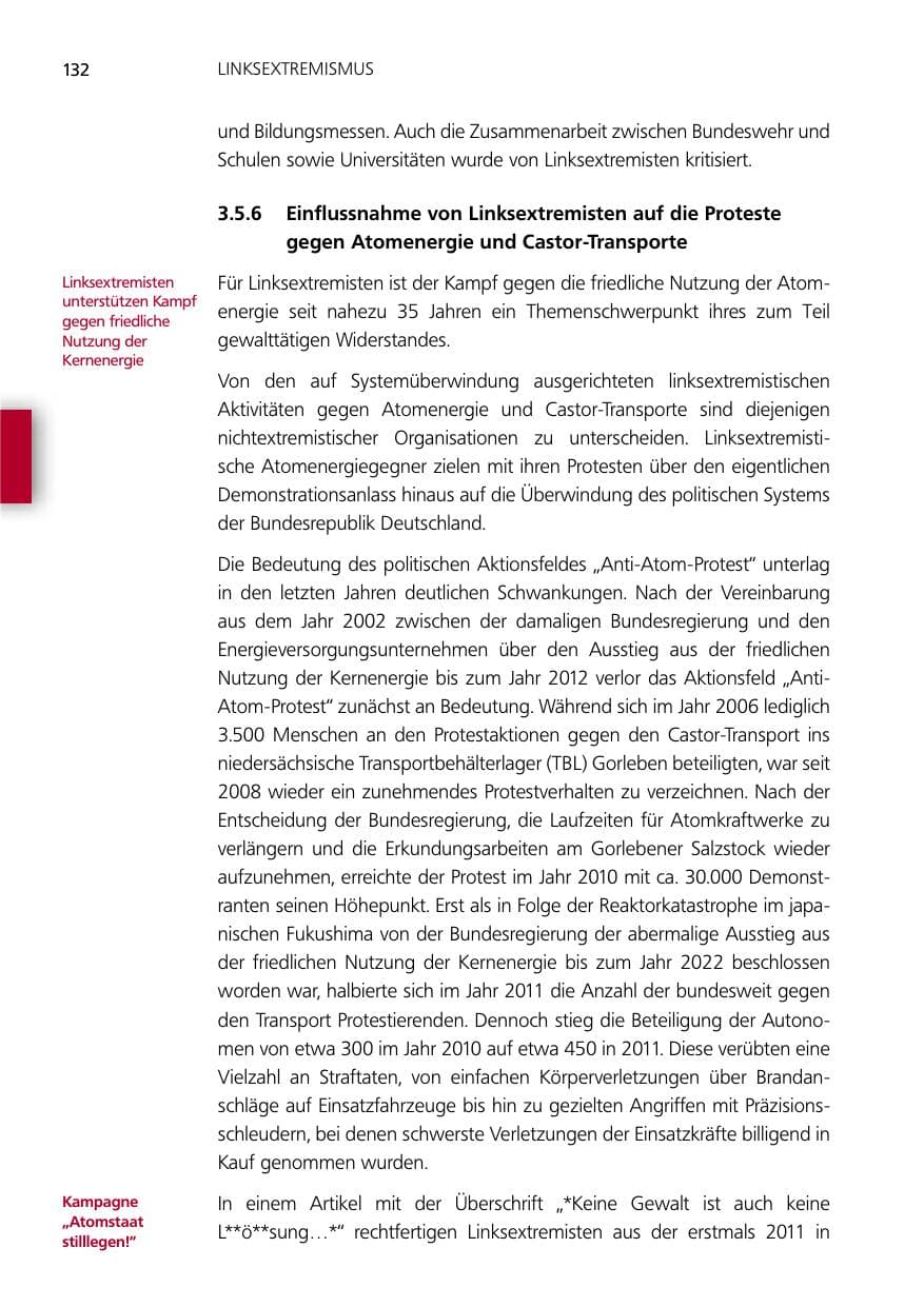 Seite 132 des Verfassungsschutzbericht 2012 Niedersachsen