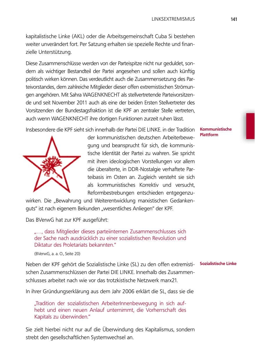 Seite 141 des Verfassungsschutzbericht 2012 Niedersachsen