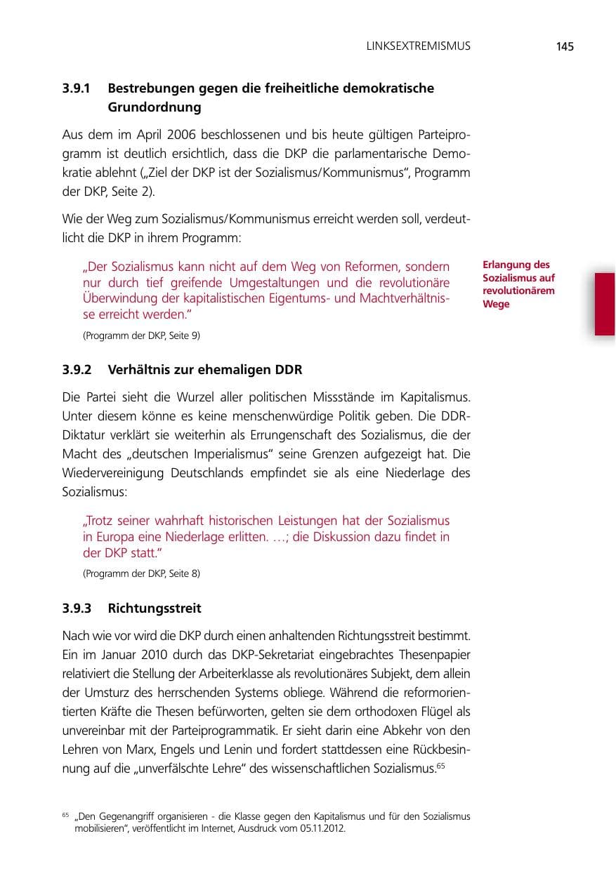 Seite 145 des Verfassungsschutzbericht 2012 Niedersachsen