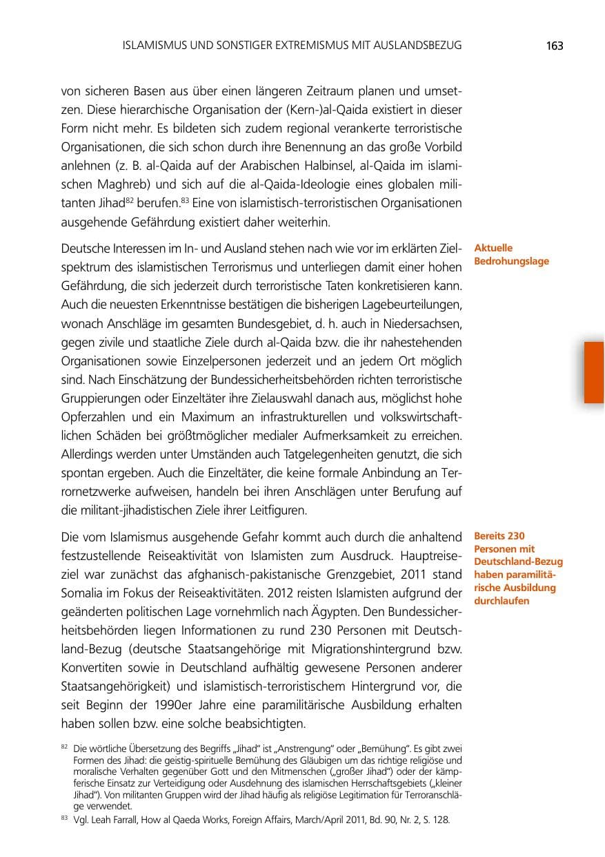 Seite 163 des Verfassungsschutzbericht 2012 Niedersachsen