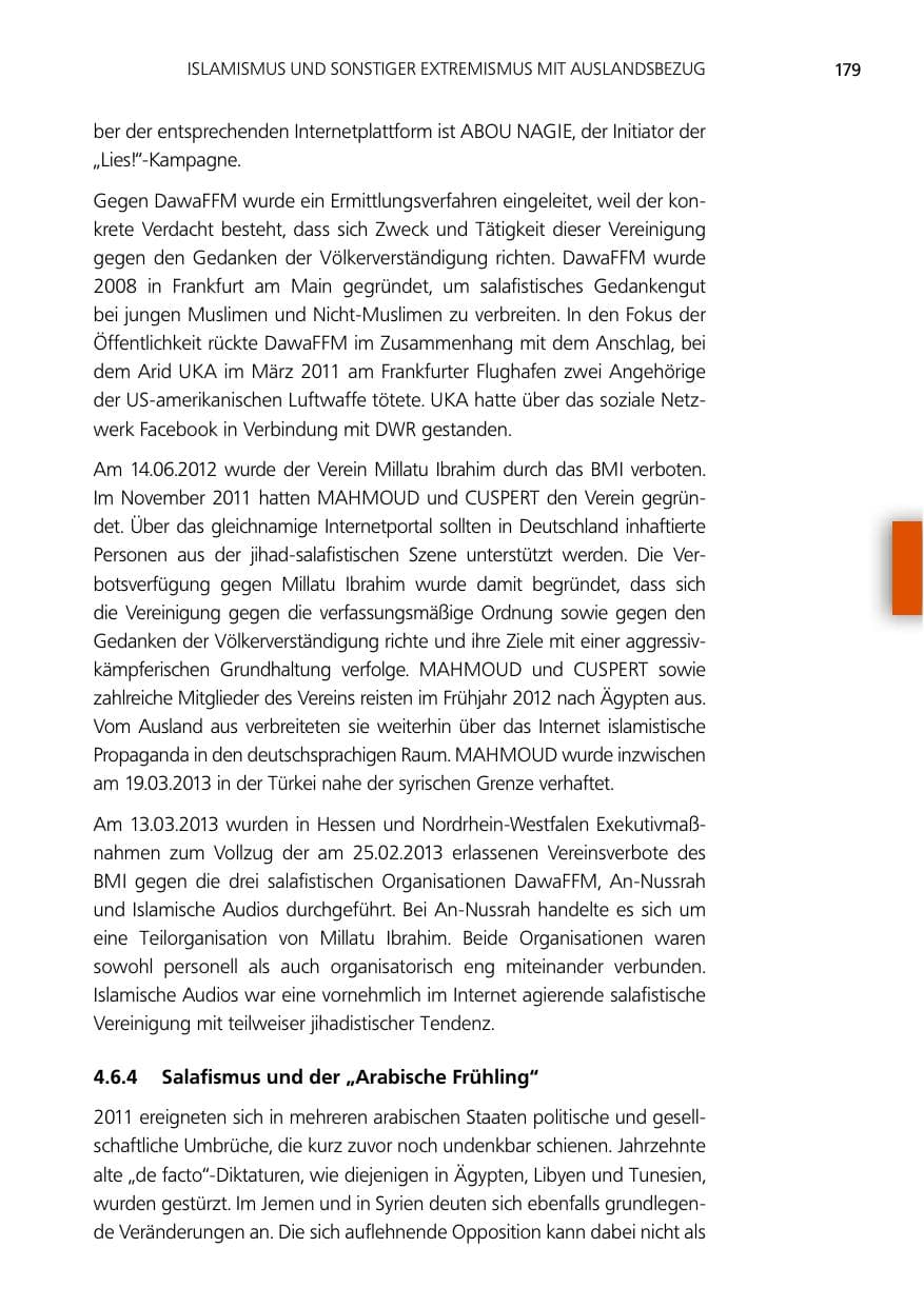 Seite 179 des Verfassungsschutzbericht 2012 Niedersachsen