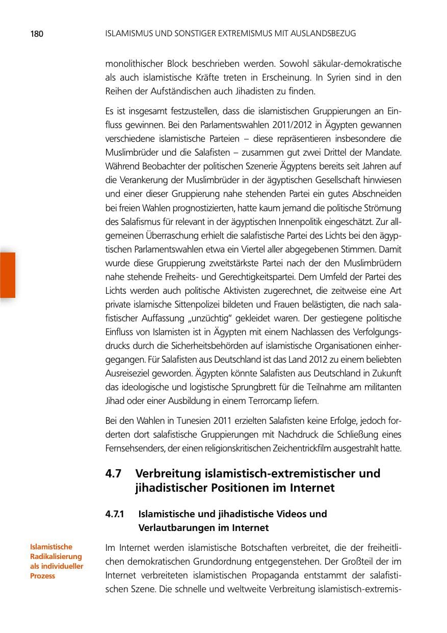 Seite 180 des Verfassungsschutzbericht 2012 Niedersachsen