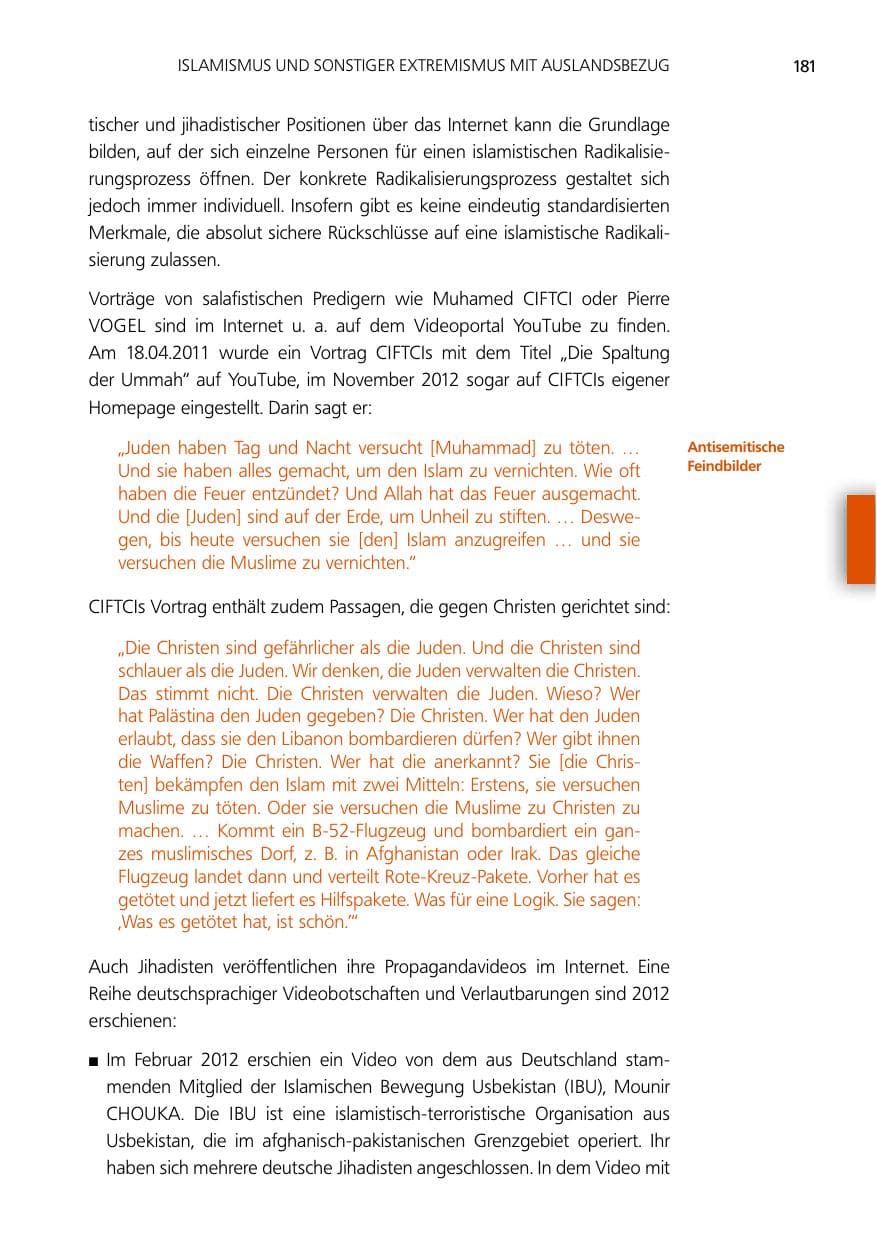 Seite 181 des Verfassungsschutzbericht 2012 Niedersachsen