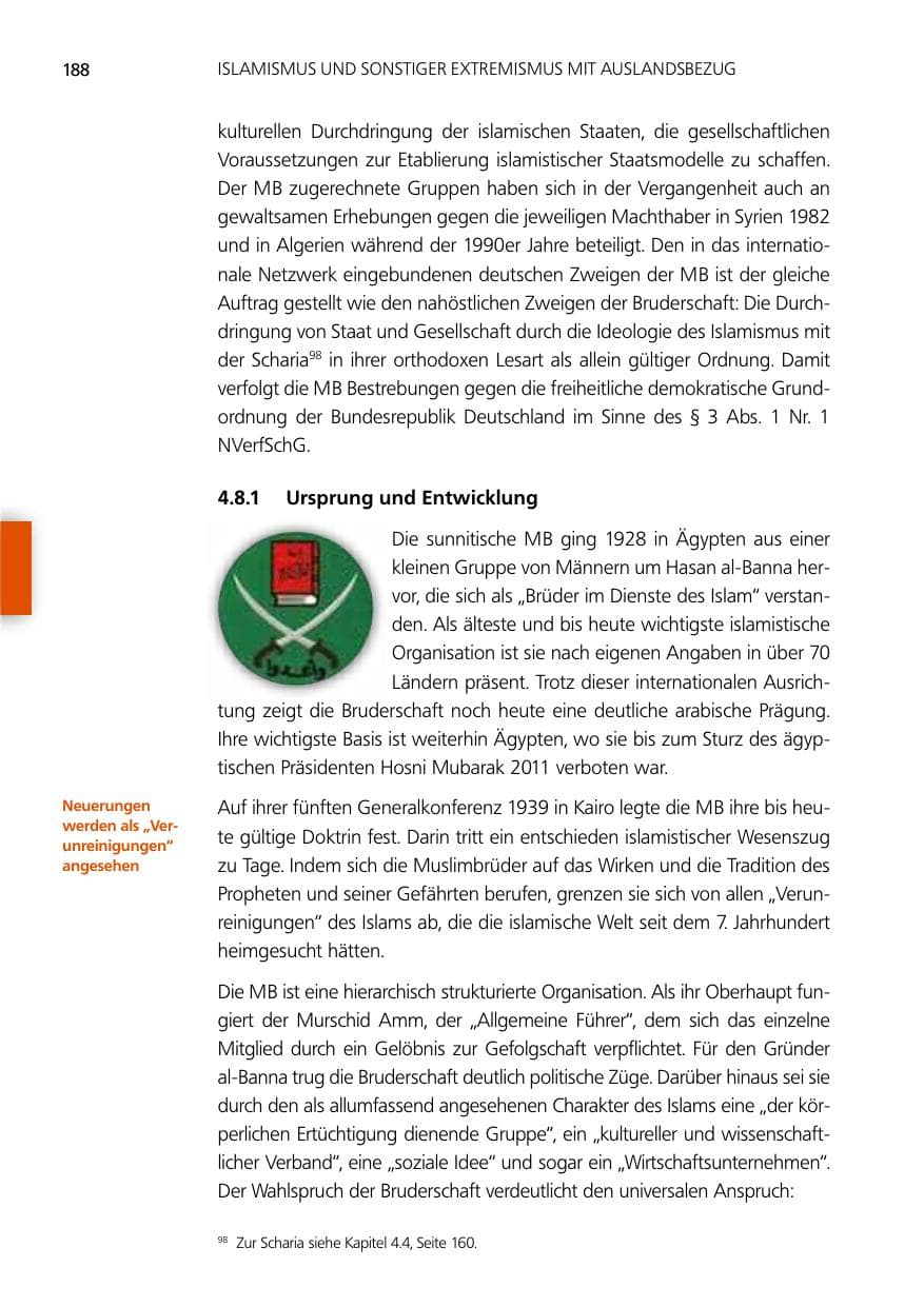 Seite 188 des Verfassungsschutzbericht 2012 Niedersachsen