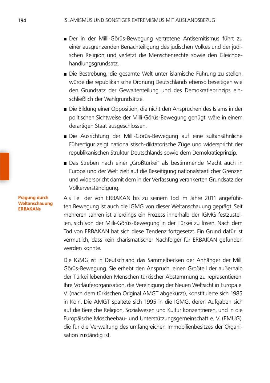 Seite 194 des Verfassungsschutzbericht 2012 Niedersachsen