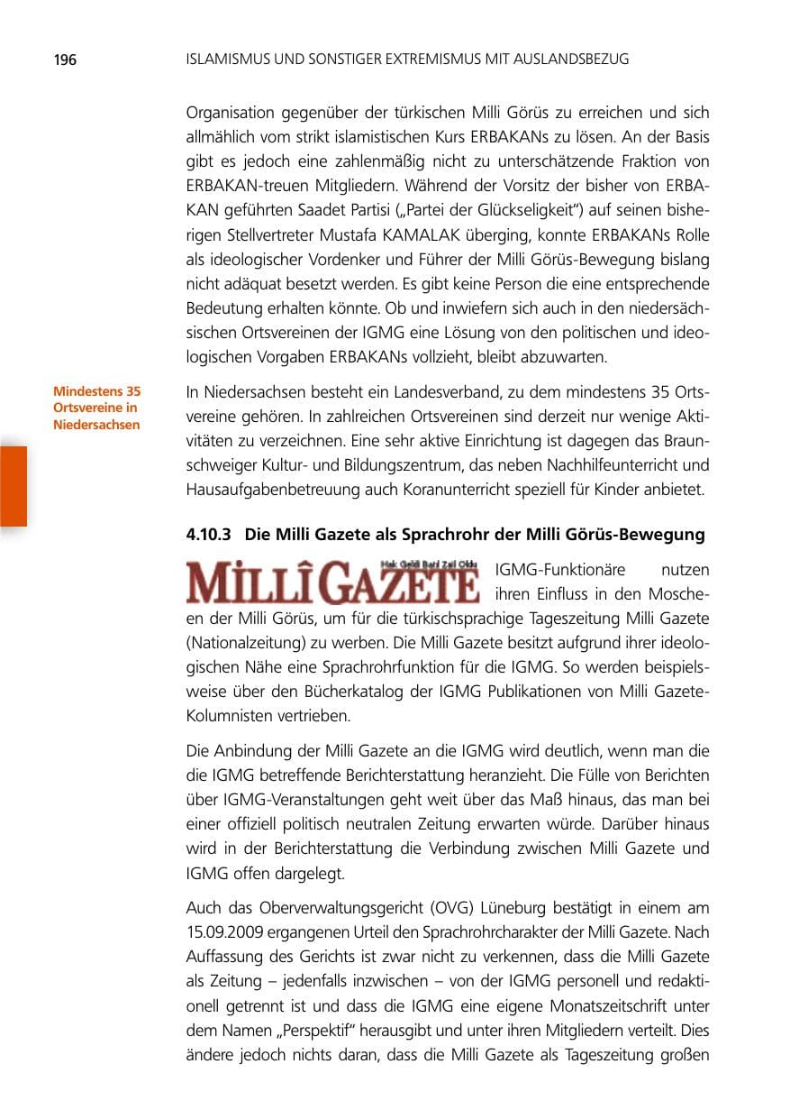 Seite 196 des Verfassungsschutzbericht 2012 Niedersachsen