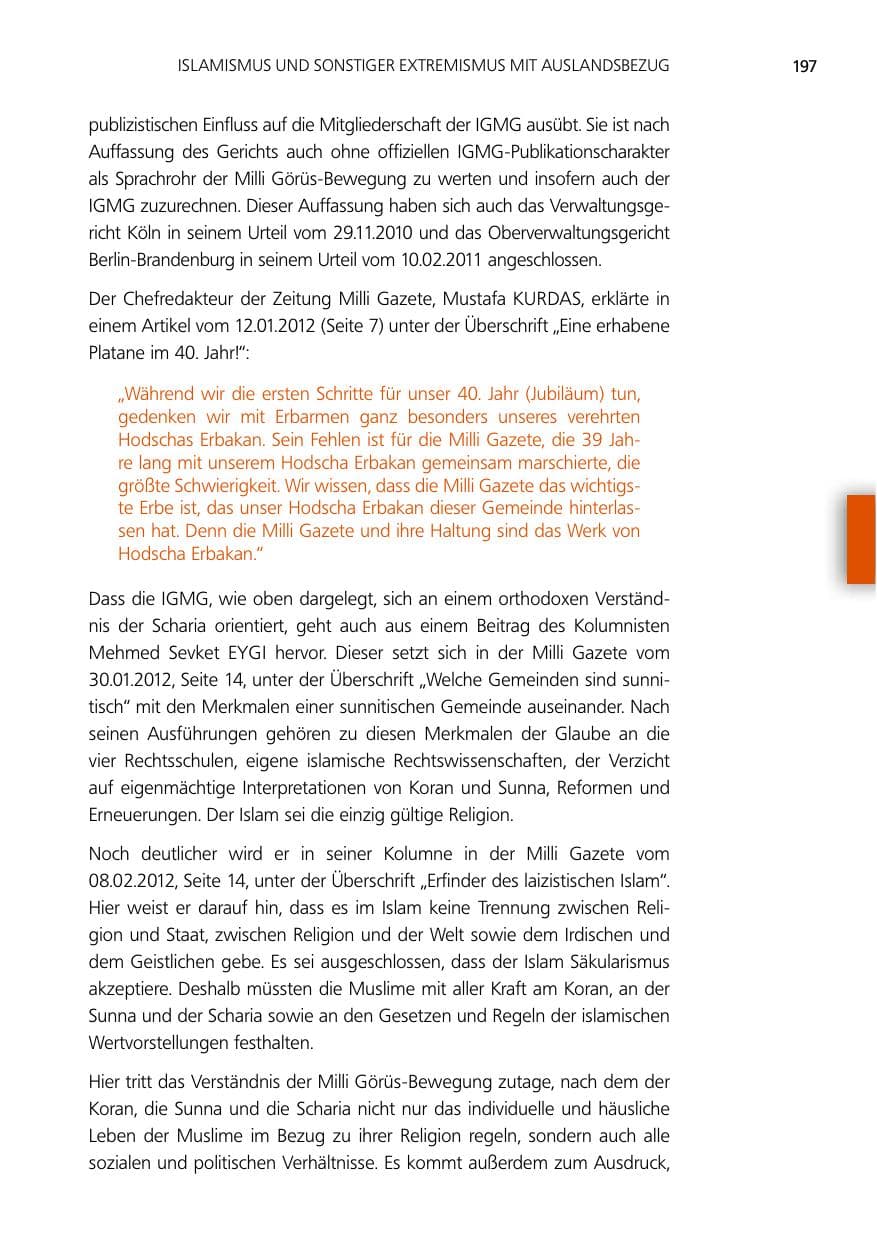Seite 197 des Verfassungsschutzbericht 2012 Niedersachsen