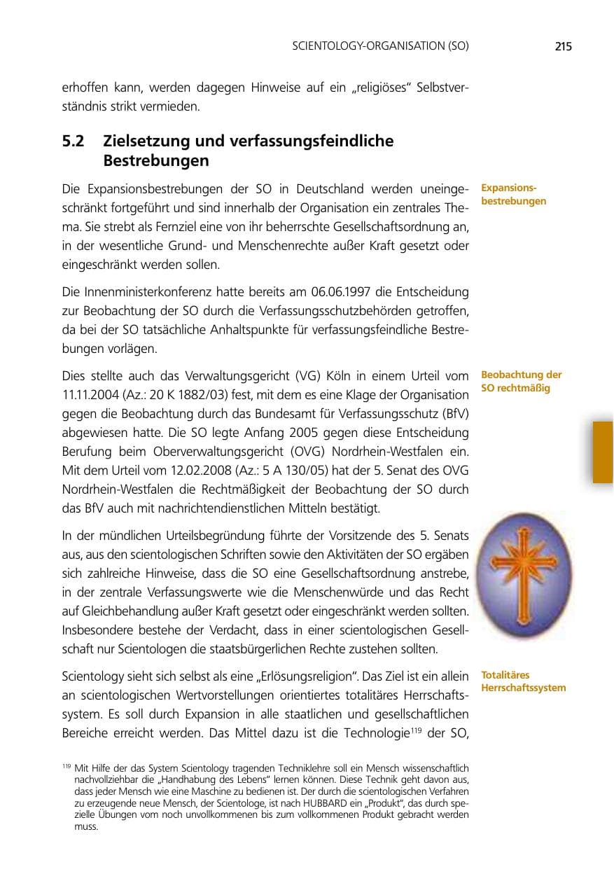 Seite 215 des Verfassungsschutzbericht 2012 Niedersachsen