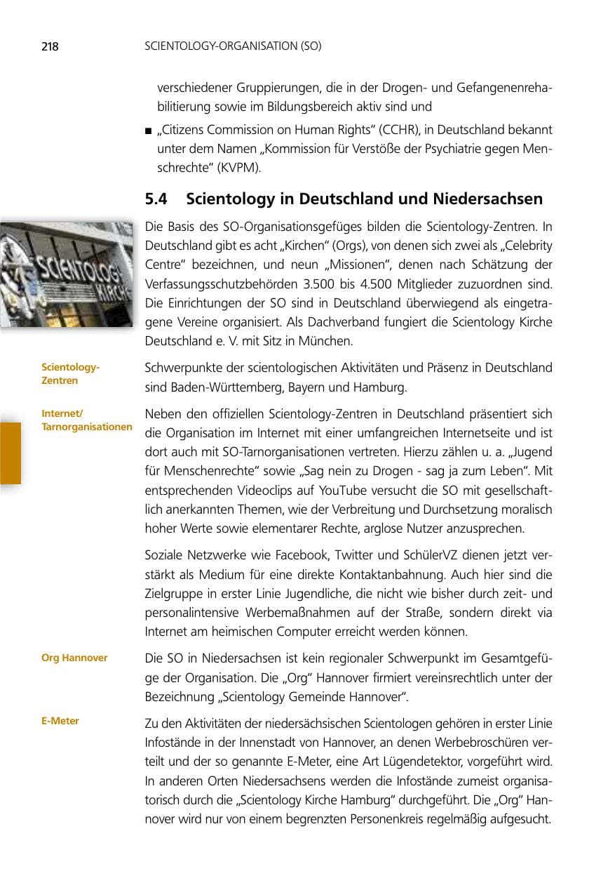 Seite 218 des Verfassungsschutzbericht 2012 Niedersachsen