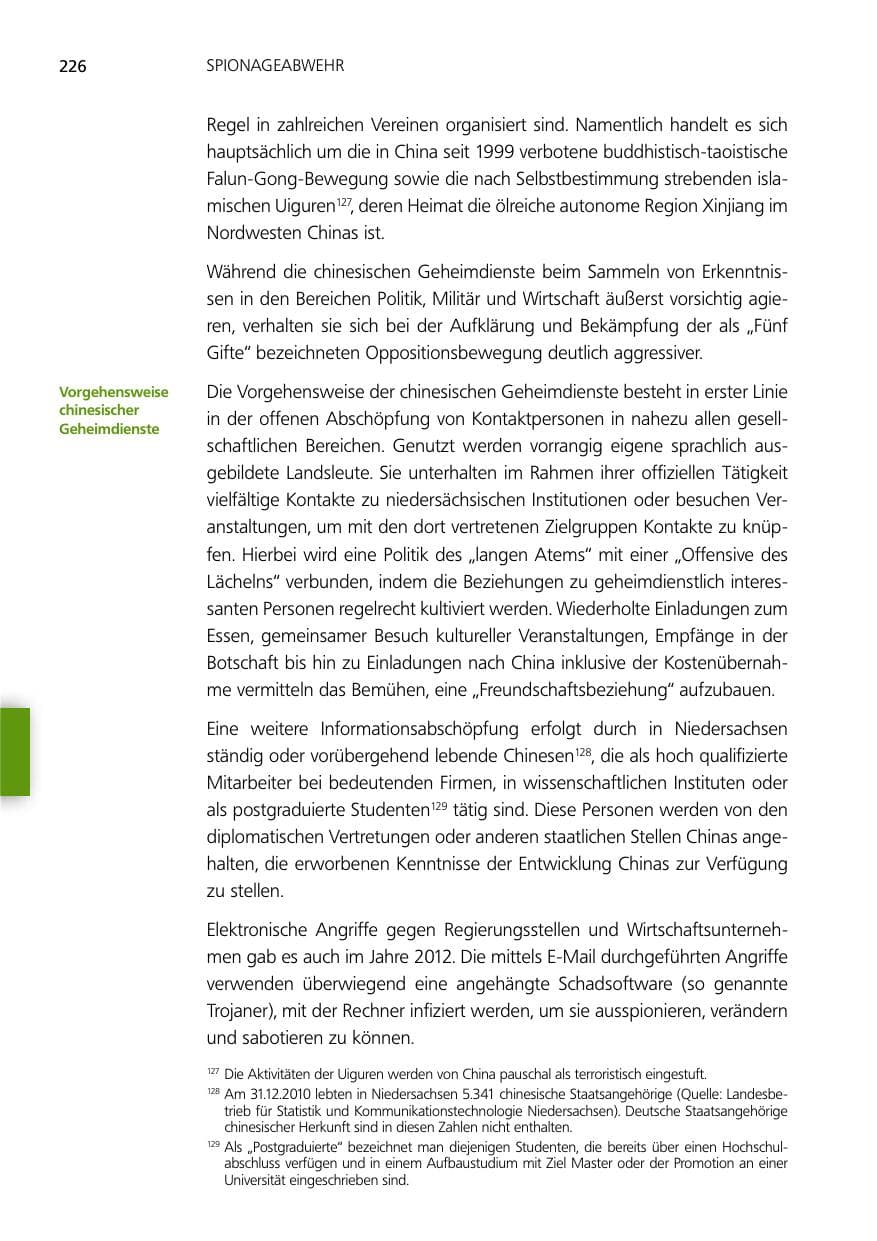 Seite 226 des Verfassungsschutzbericht 2012 Niedersachsen