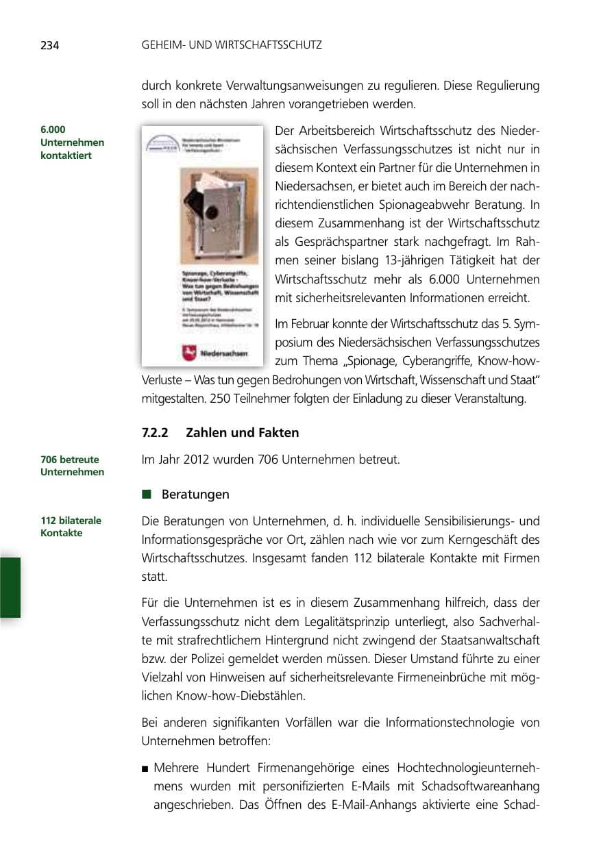 Seite 234 des Verfassungsschutzbericht 2012 Niedersachsen