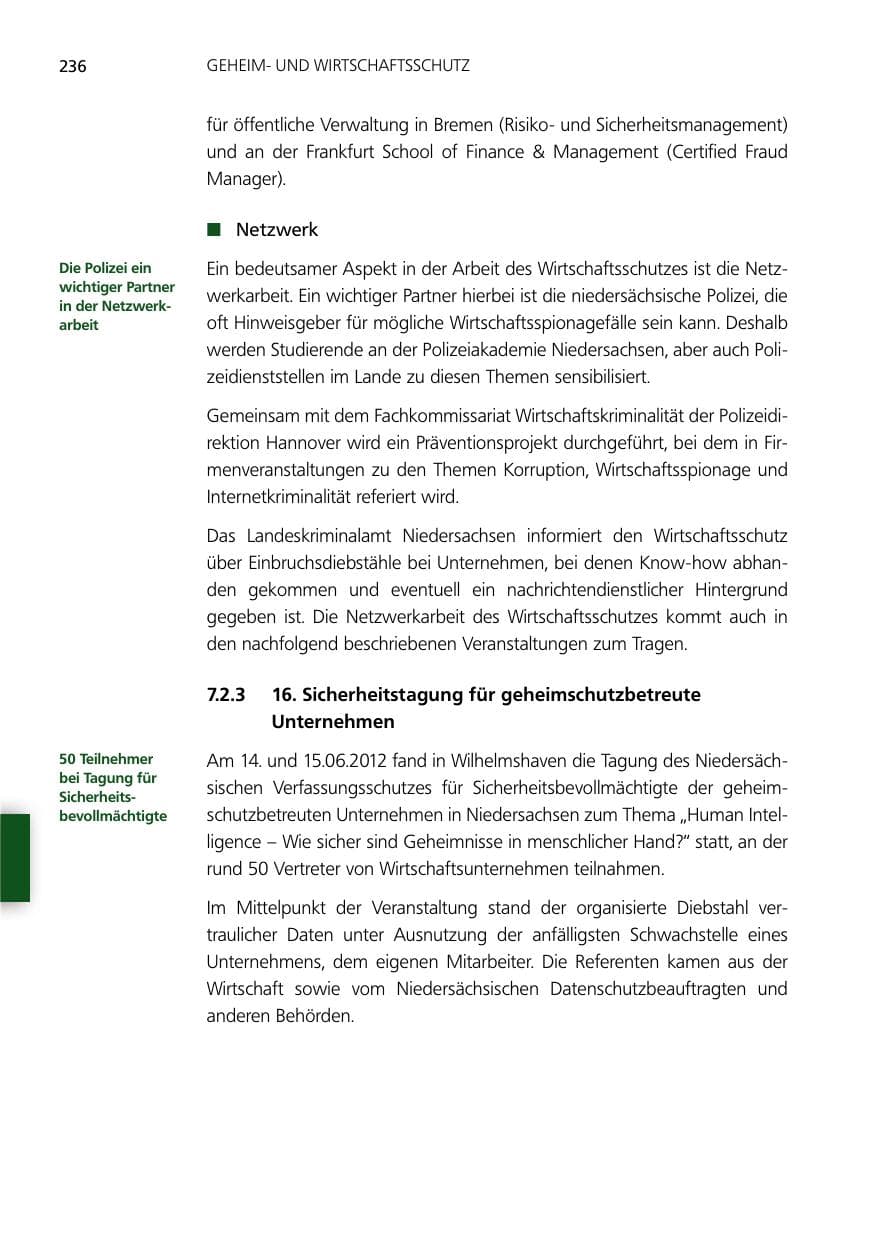 Seite 236 des Verfassungsschutzbericht 2012 Niedersachsen