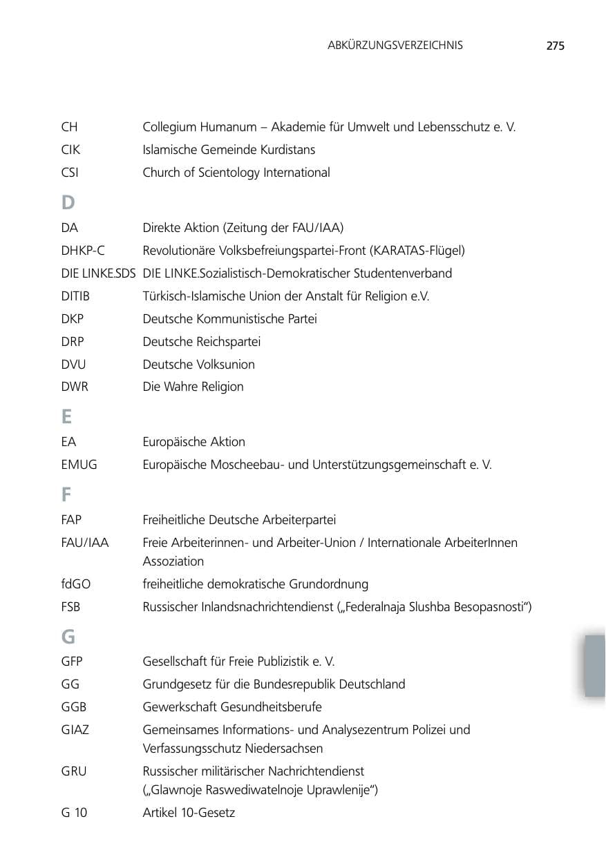 Seite 275 des Verfassungsschutzbericht 2012 Niedersachsen