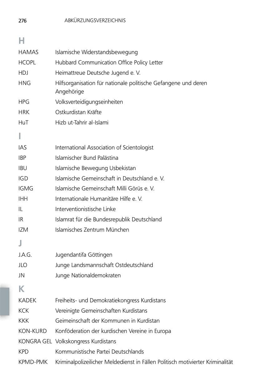 Seite 276 des Verfassungsschutzbericht 2012 Niedersachsen