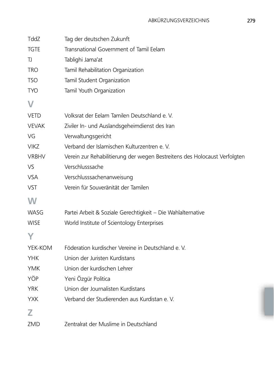 Seite 279 des Verfassungsschutzbericht 2012 Niedersachsen