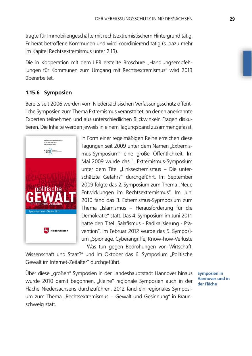Seite 29 des Verfassungsschutzbericht 2012 Niedersachsen