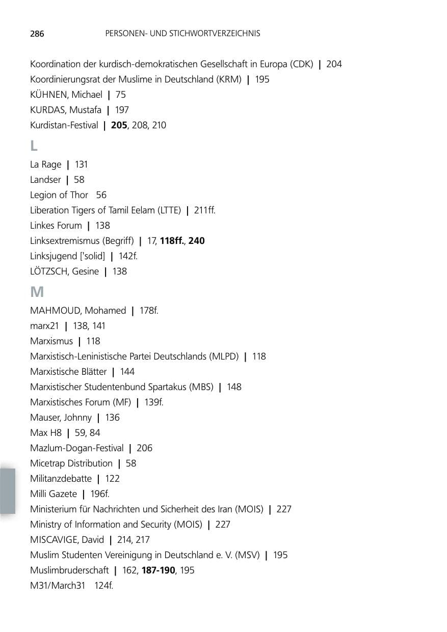 Seite 286 des Verfassungsschutzbericht 2012 Niedersachsen
