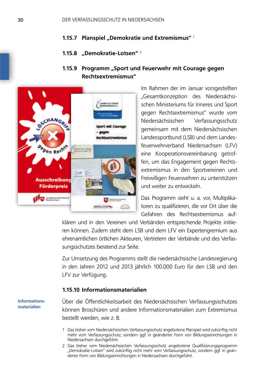 Seite 30 des Verfassungsschutzbericht 2012 Niedersachsen