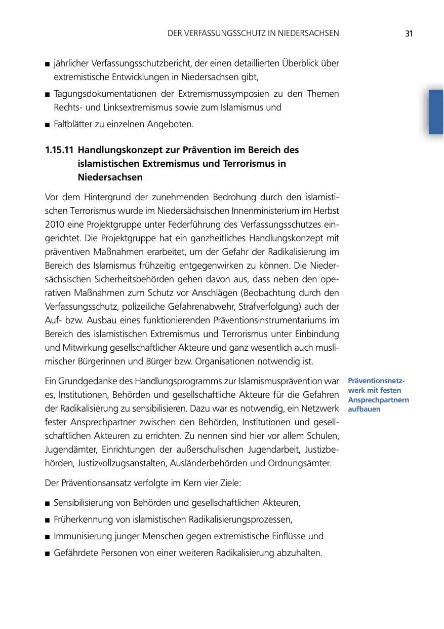 Seite 31 des Verfassungsschutzbericht 2012 Niedersachsen
