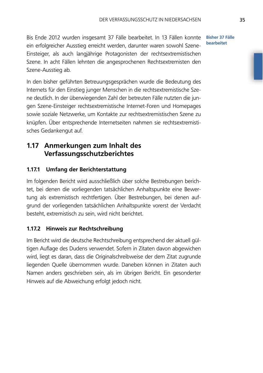 Seite 35 des Verfassungsschutzbericht 2012 Niedersachsen