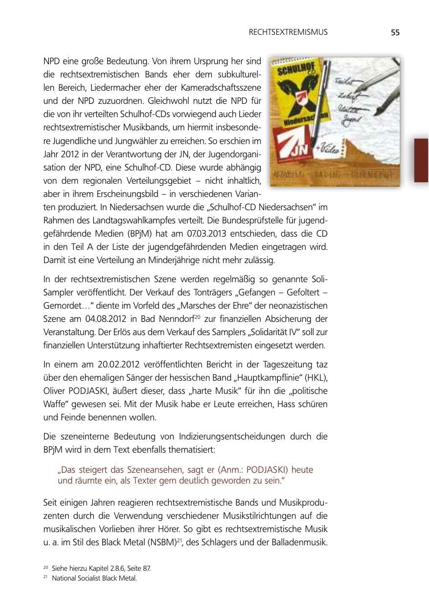Seite 55 des Verfassungsschutzbericht 2012 Niedersachsen