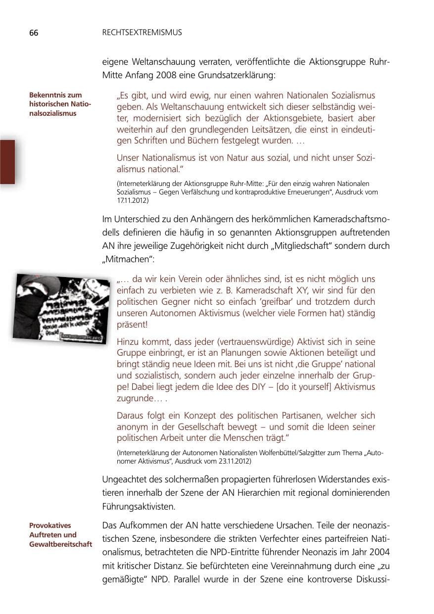 Seite 66 des Verfassungsschutzbericht 2012 Niedersachsen