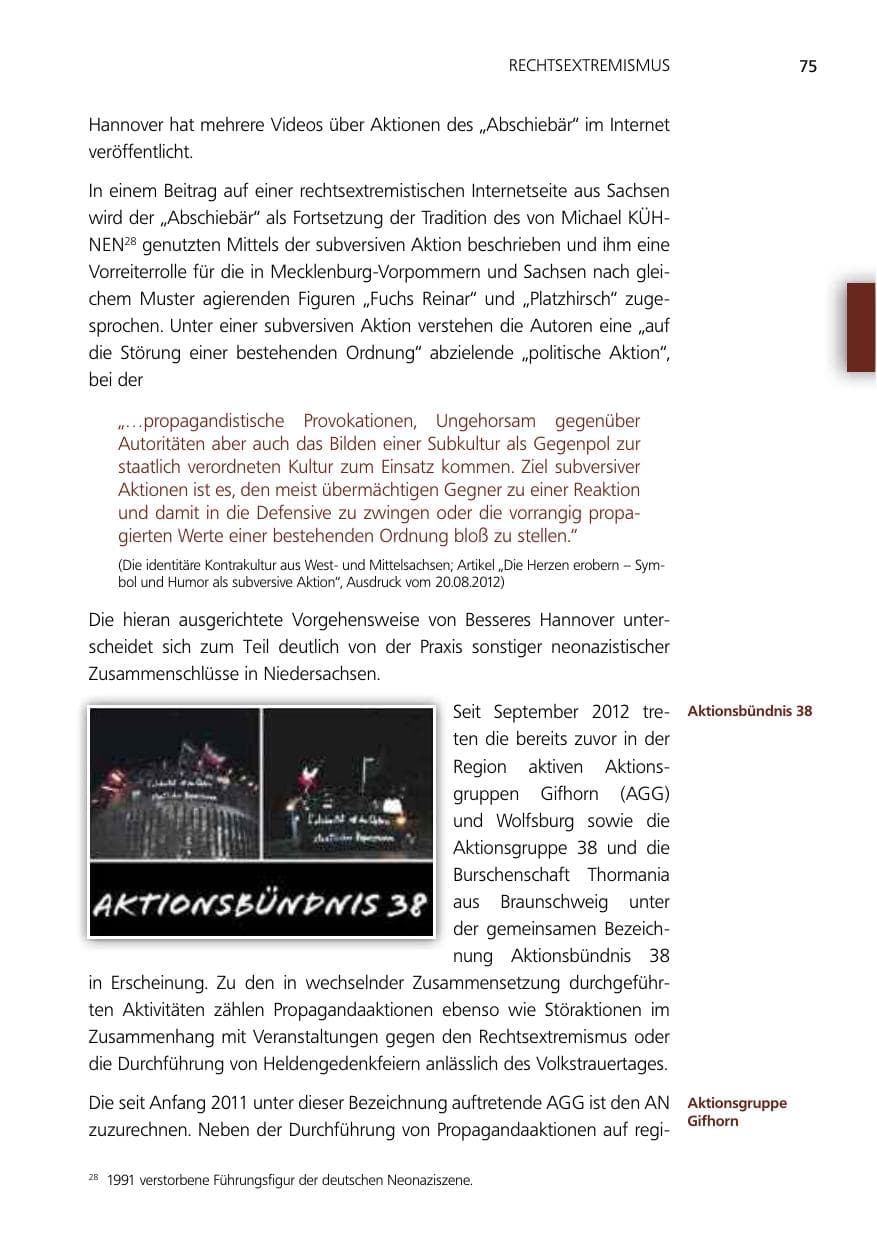 Seite 75 des Verfassungsschutzbericht 2012 Niedersachsen