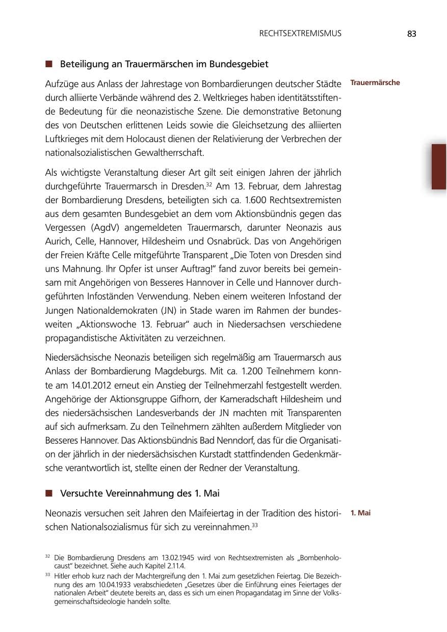 Seite 83 des Verfassungsschutzbericht 2012 Niedersachsen