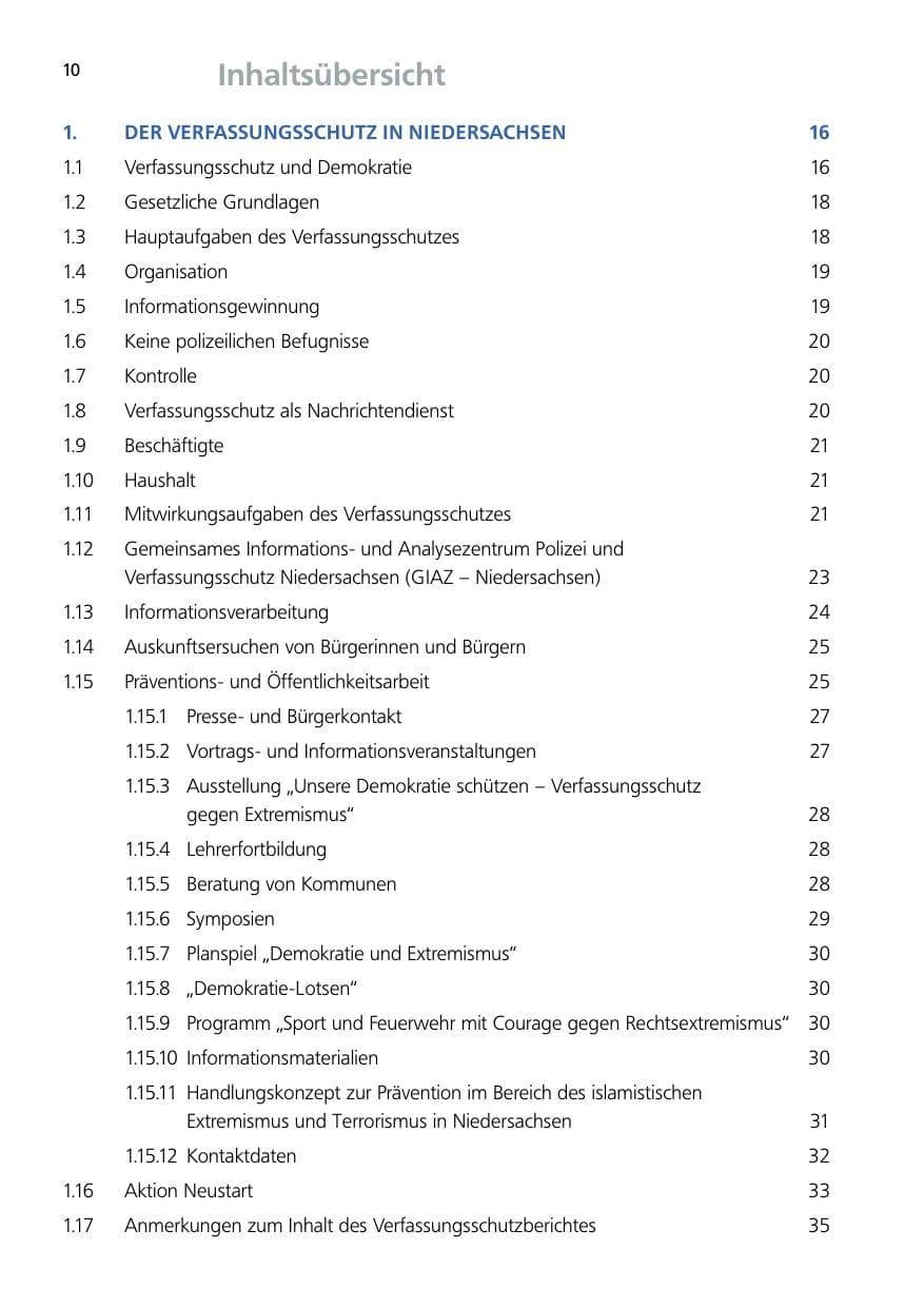 Seite 10 des Verfassungsschutzbericht 2012 Niedersachsen