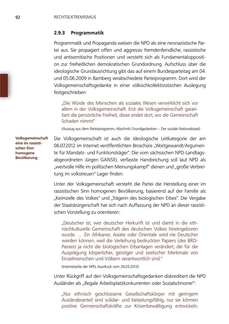 Seite 92 des Verfassungsschutzbericht 2012 Niedersachsen