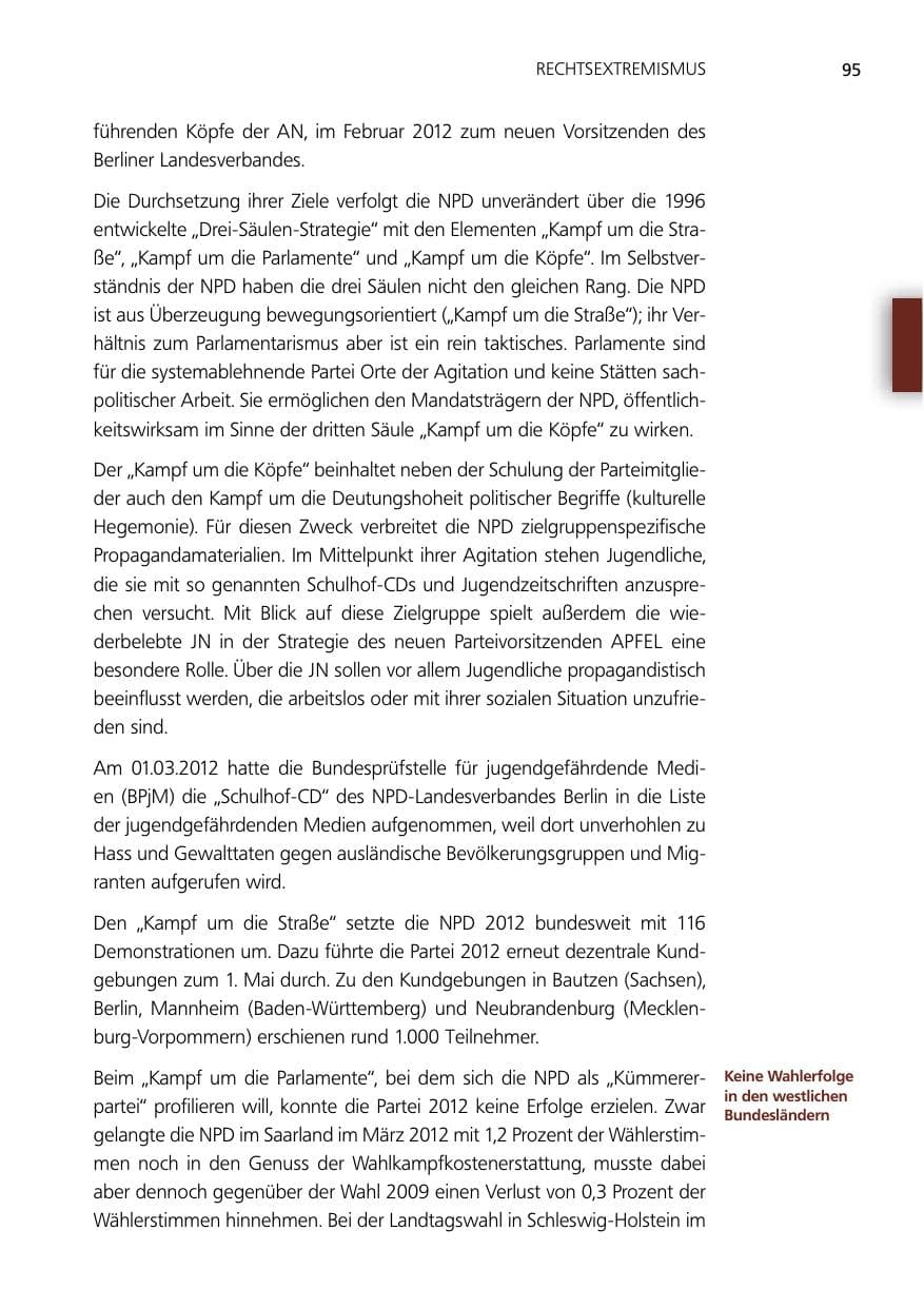 Seite 95 des Verfassungsschutzbericht 2012 Niedersachsen