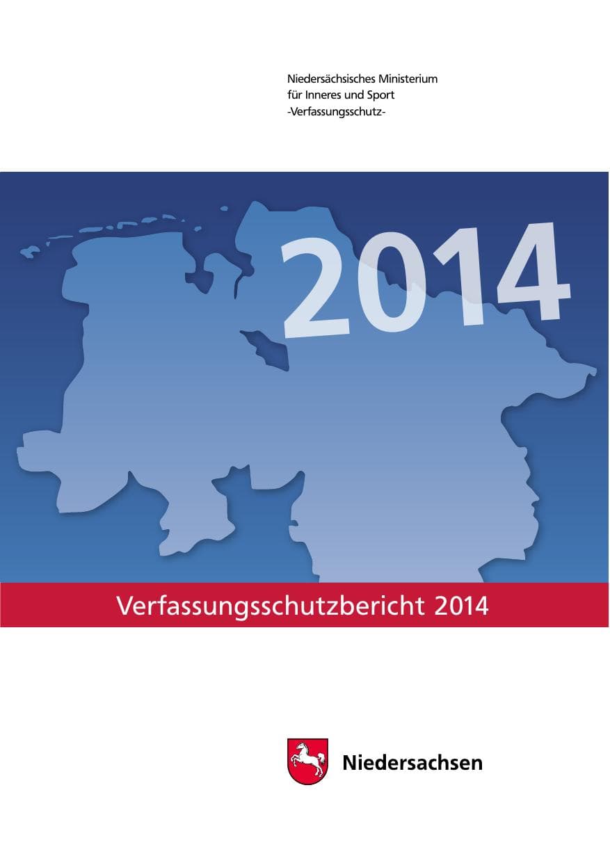 Seite 1 des Verfassungsschutzbericht 2014 Niedersachsen