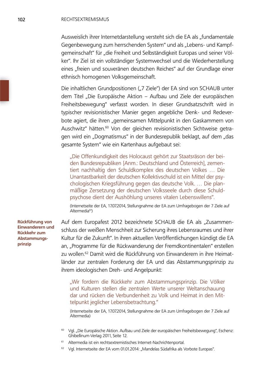Seite 102 des Verfassungsschutzbericht 2014 Niedersachsen