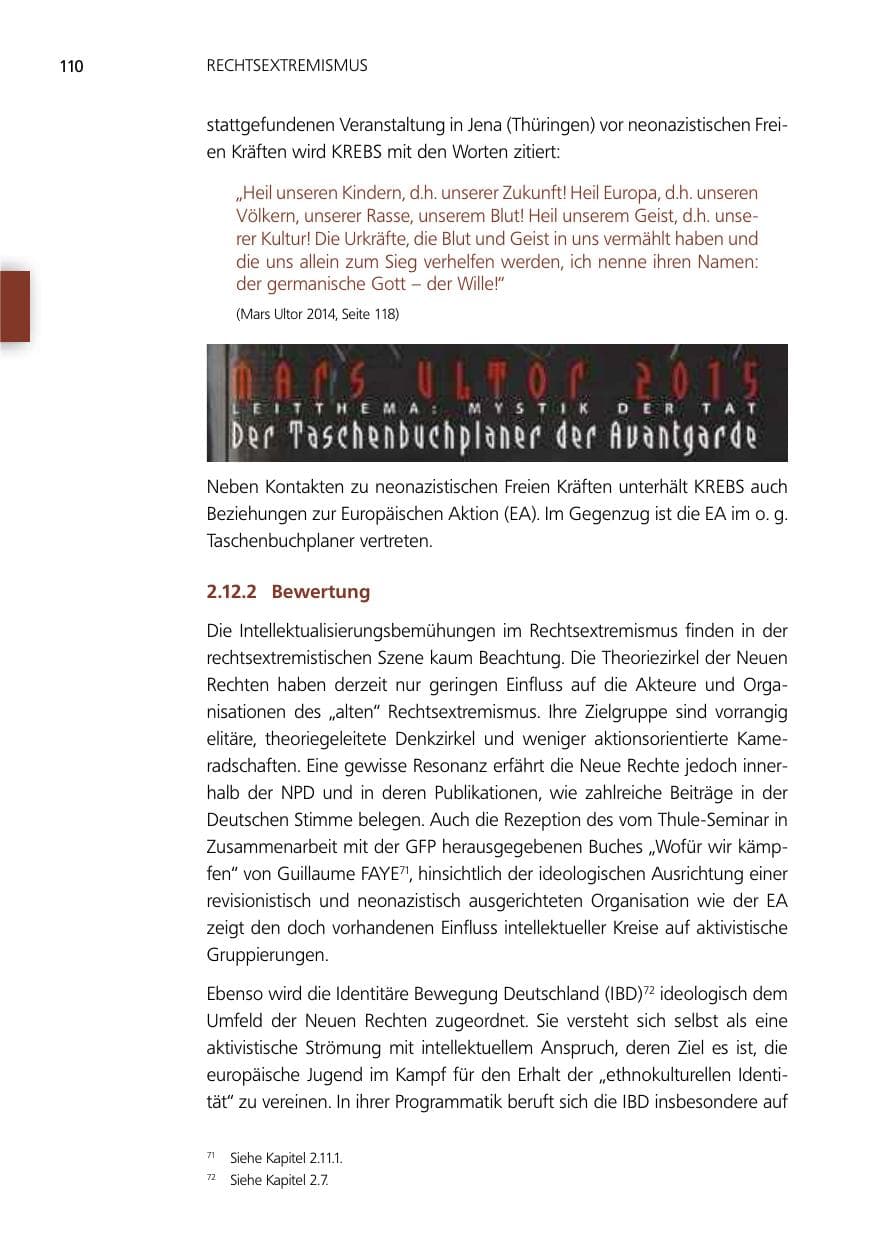 Seite 110 des Verfassungsschutzbericht 2014 Niedersachsen