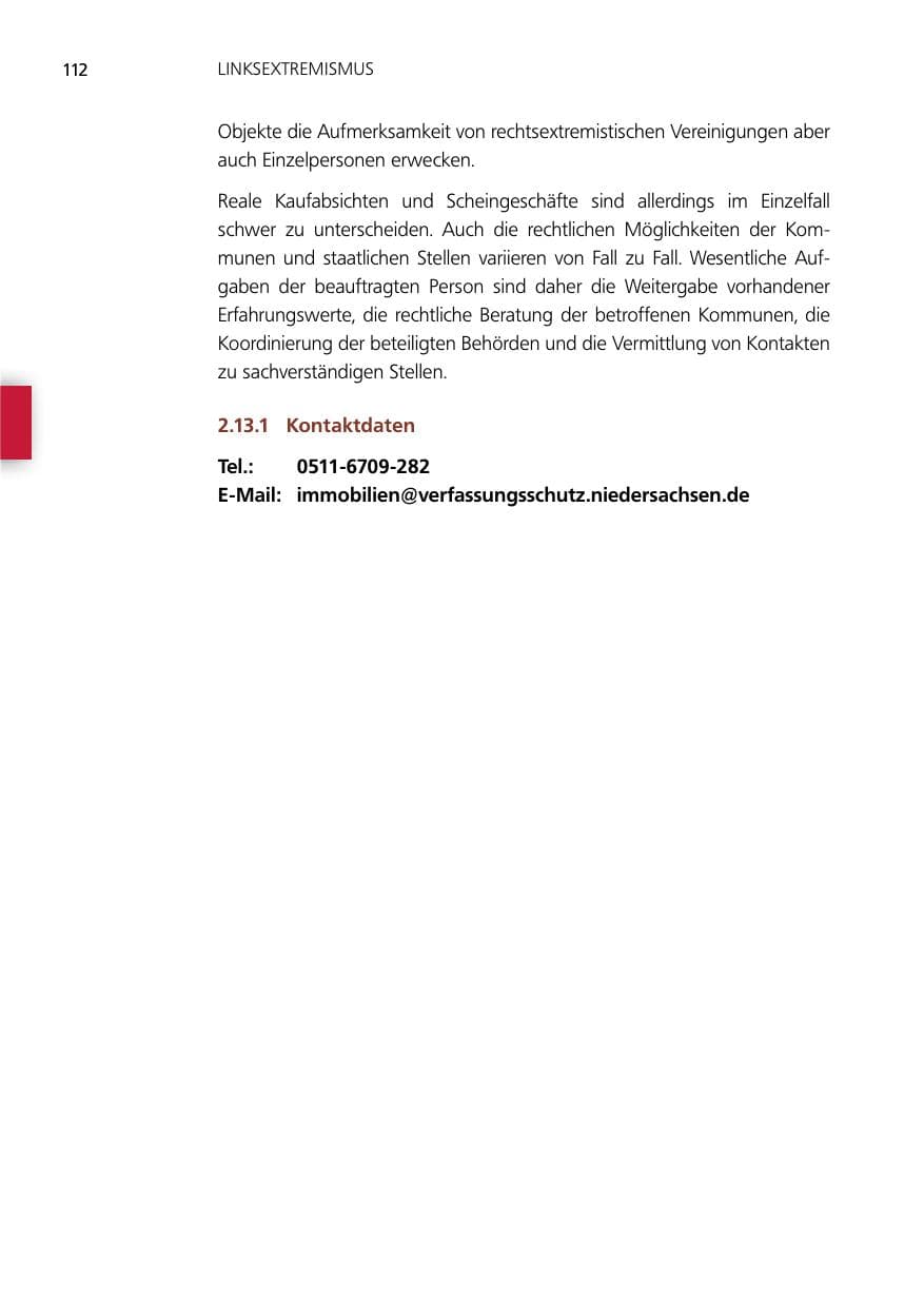 Seite 112 des Verfassungsschutzbericht 2014 Niedersachsen