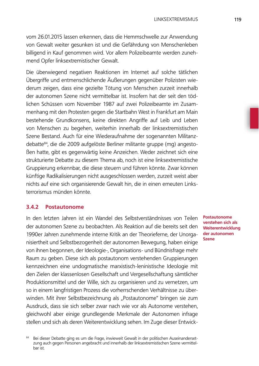 Seite 119 des Verfassungsschutzbericht 2014 Niedersachsen