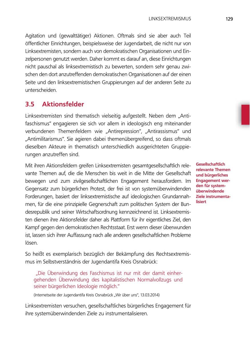 Seite 129 des Verfassungsschutzbericht 2014 Niedersachsen