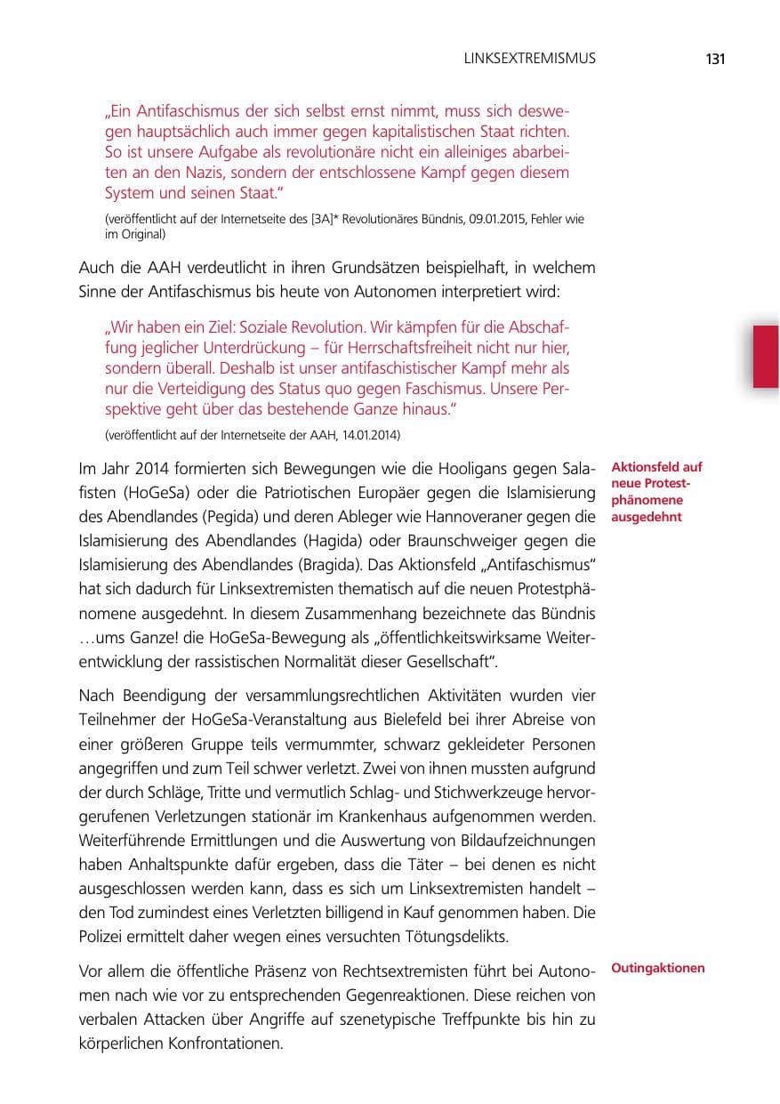 Seite 131 des Verfassungsschutzbericht 2014 Niedersachsen