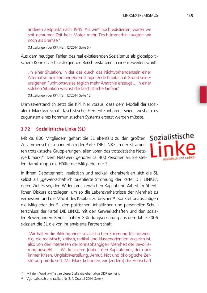 Seite 145 des Verfassungsschutzbericht 2014 Niedersachsen