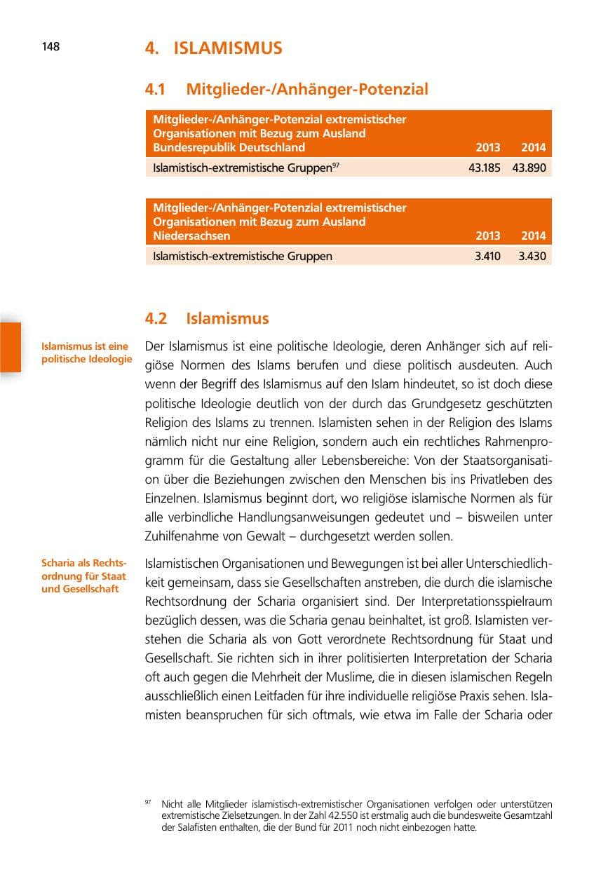 Seite 148 des Verfassungsschutzbericht 2014 Niedersachsen