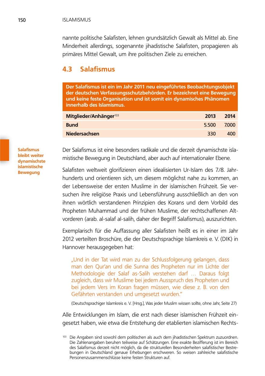 Seite 150 des Verfassungsschutzbericht 2014 Niedersachsen