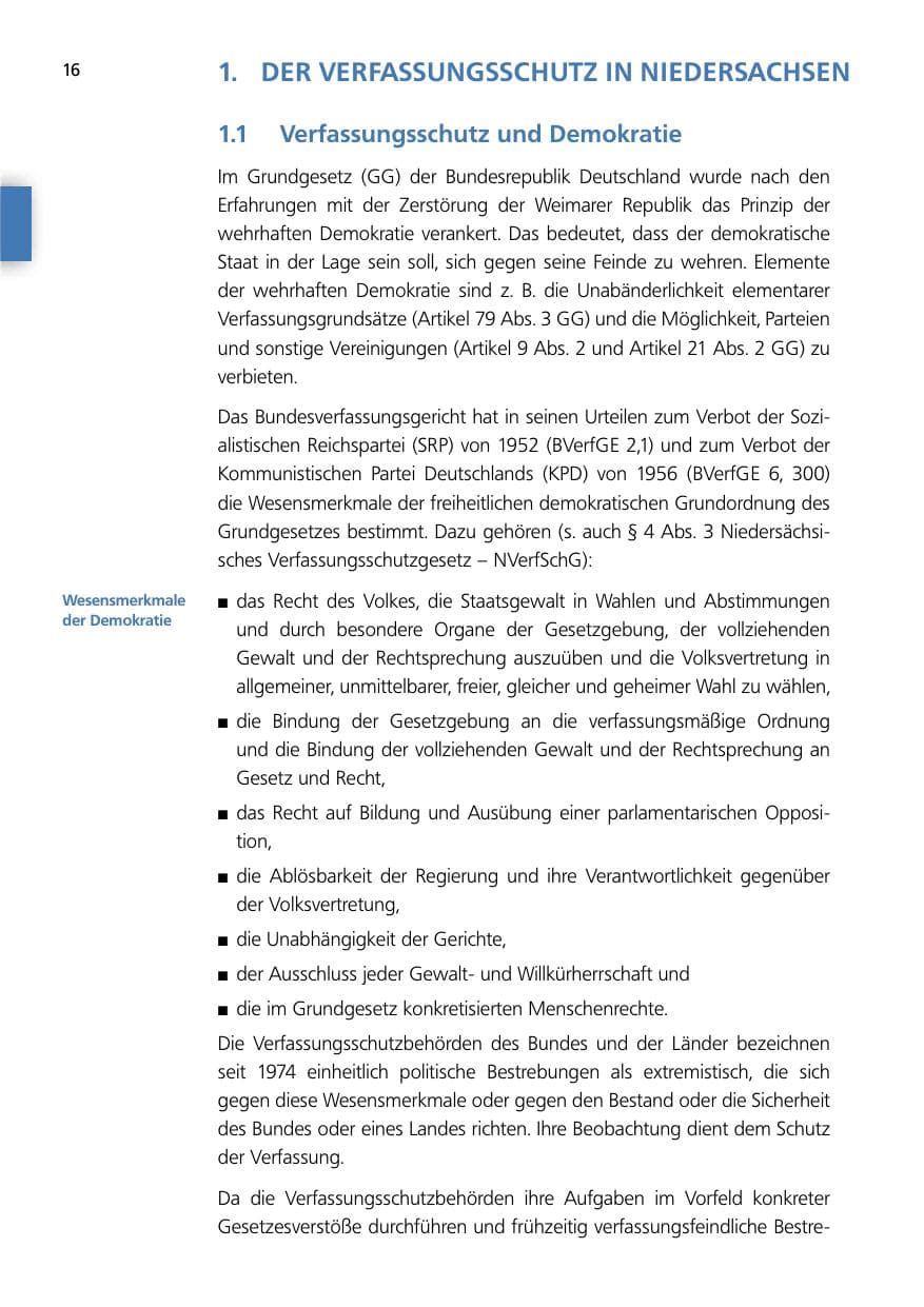 Seite 16 des Verfassungsschutzbericht 2014 Niedersachsen