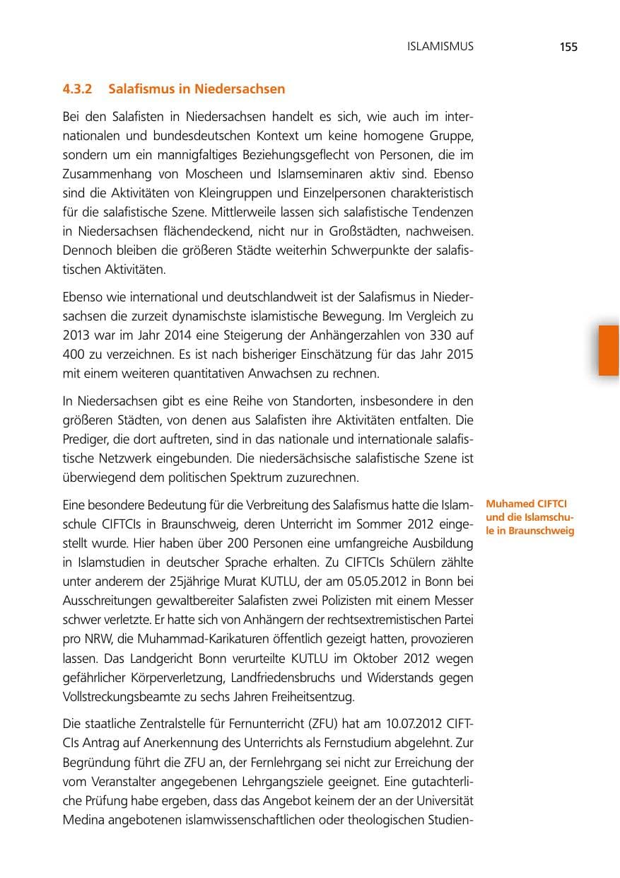Seite 155 des Verfassungsschutzbericht 2014 Niedersachsen