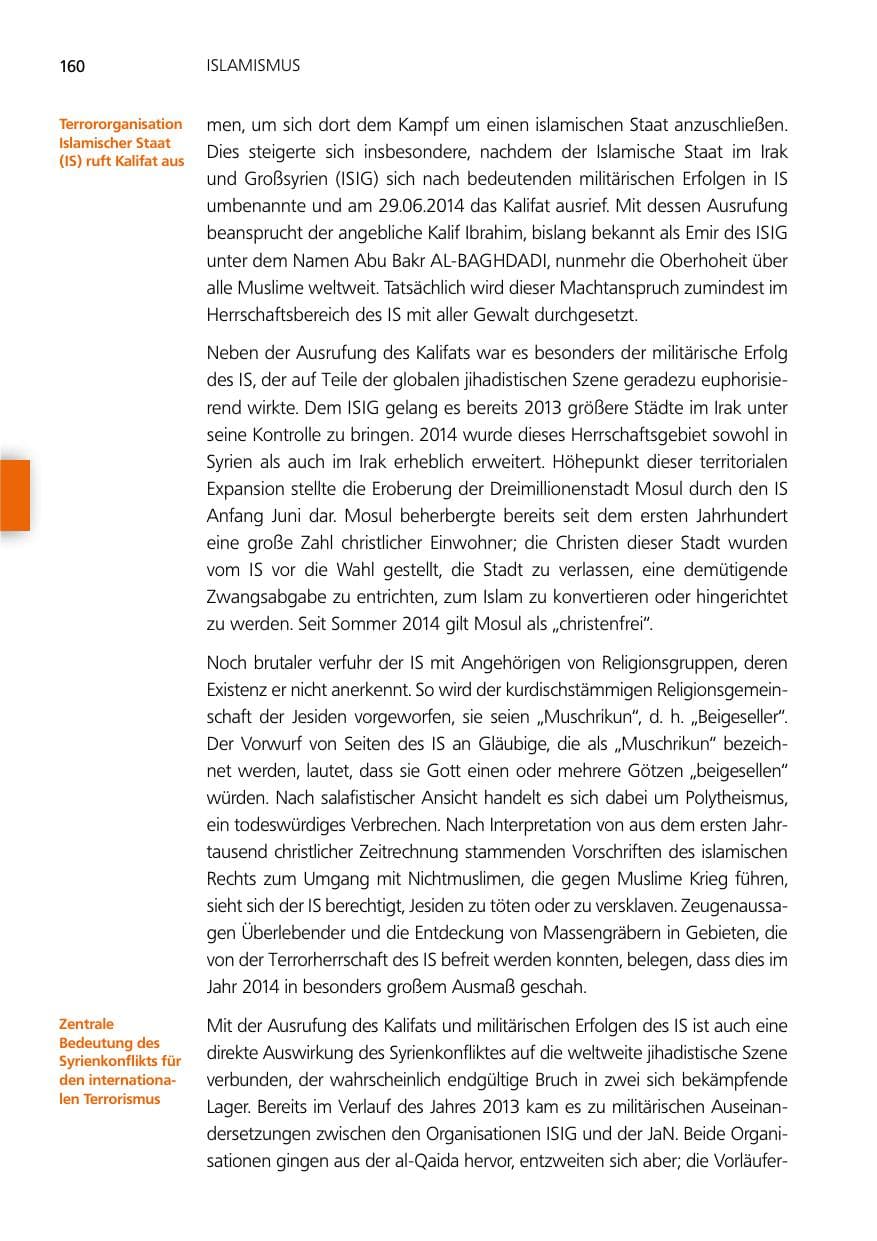 Seite 160 des Verfassungsschutzbericht 2014 Niedersachsen