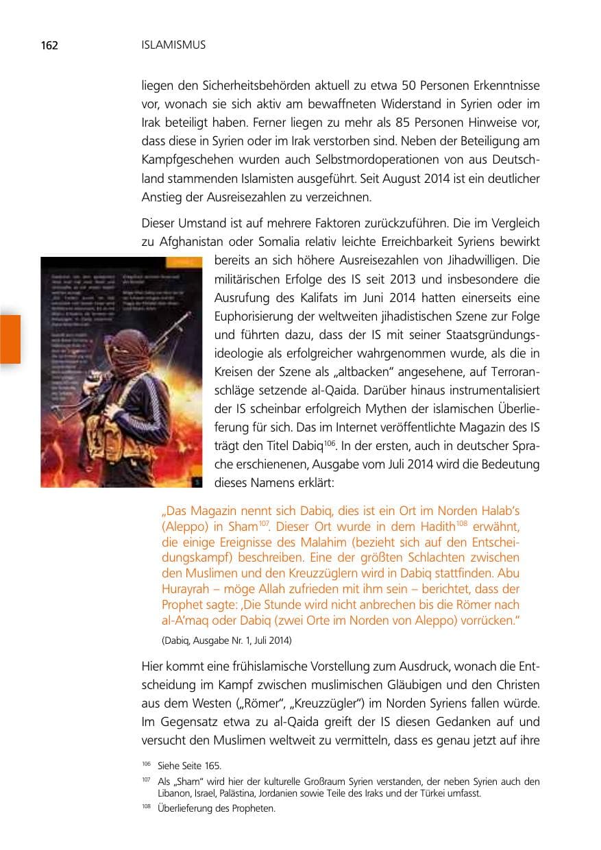 Seite 162 des Verfassungsschutzbericht 2014 Niedersachsen