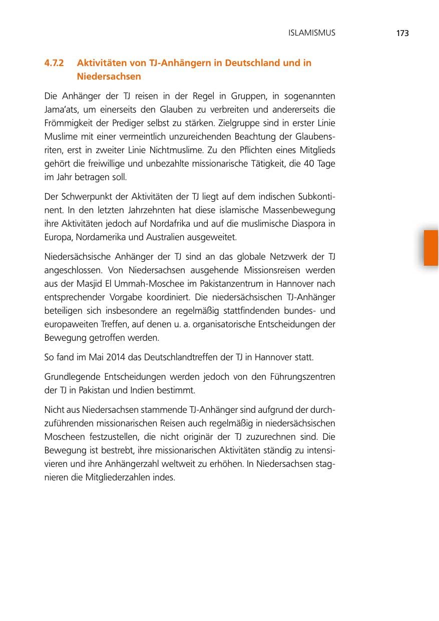 Seite 173 des Verfassungsschutzbericht 2014 Niedersachsen