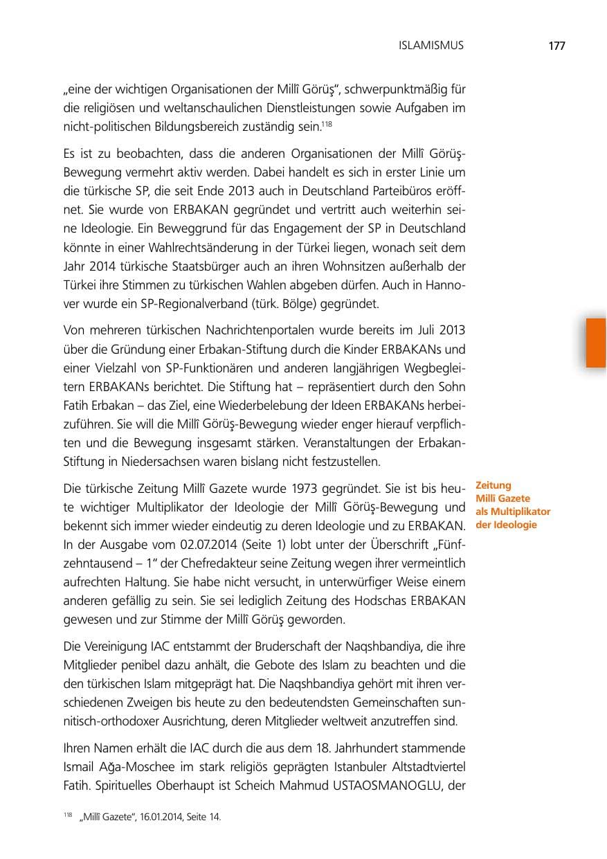 Seite 177 des Verfassungsschutzbericht 2014 Niedersachsen