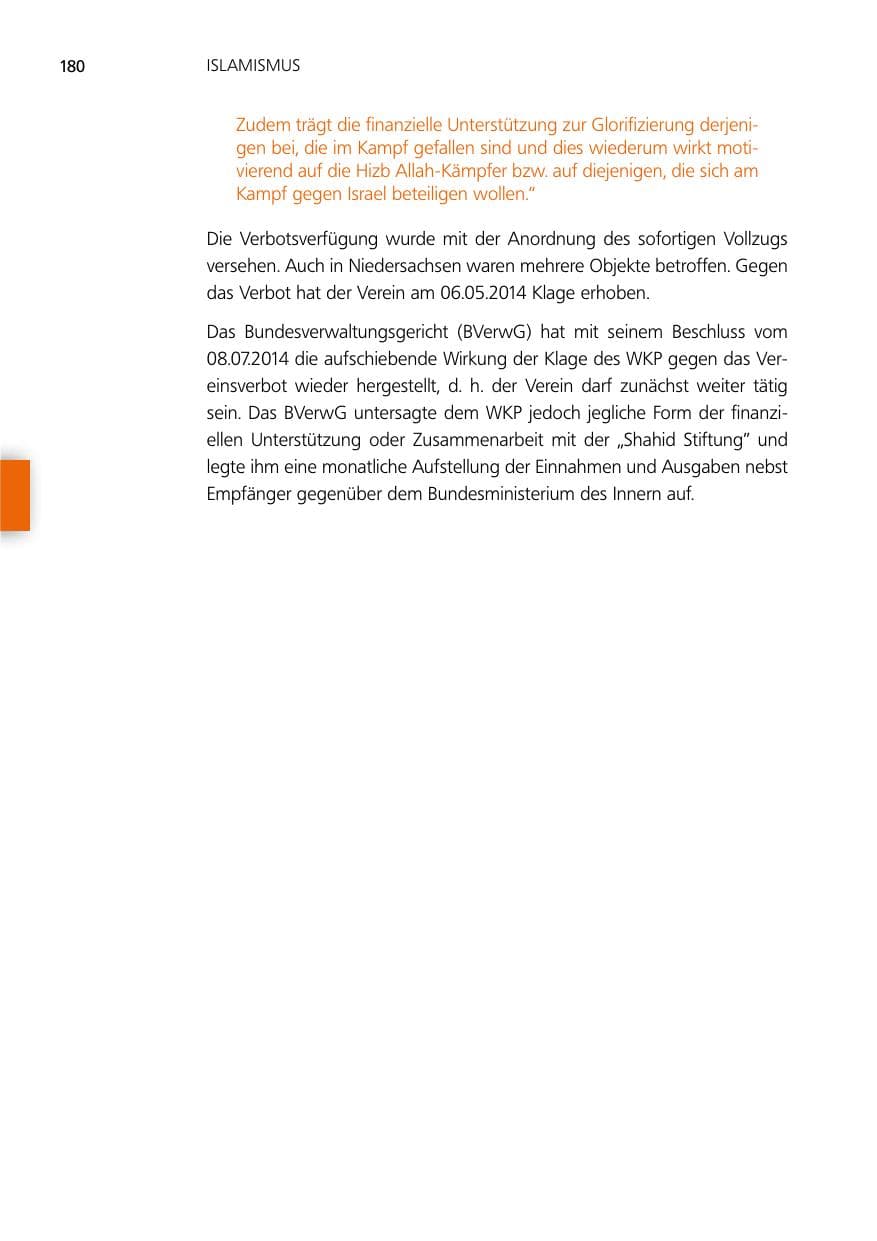Seite 180 des Verfassungsschutzbericht 2014 Niedersachsen