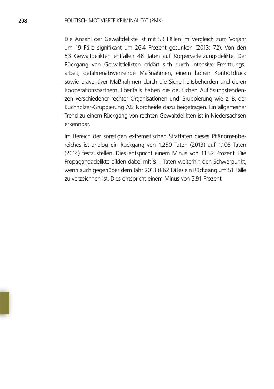 Seite 208 des Verfassungsschutzbericht 2014 Niedersachsen