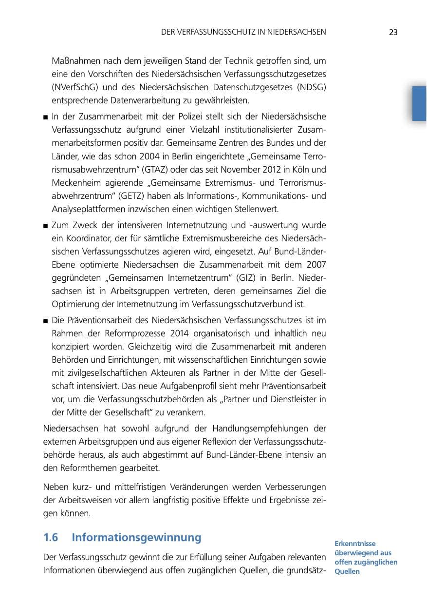 Seite 23 des Verfassungsschutzbericht 2014 Niedersachsen